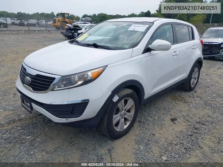 2013 Kia Sportage Lx VIN: KNDPB3A21D7480251 Lot: 40205255