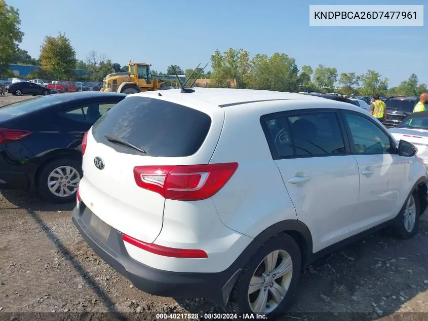 2013 Kia Sportage Lx VIN: KNDPBCA26D7477961 Lot: 40217528