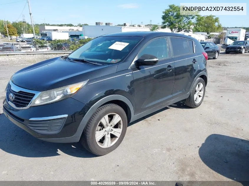 2013 Kia Sportage Lx VIN: KNDPBCA2XD7432554 Lot: 40295559