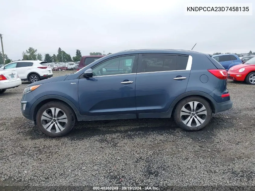 2013 Kia Sportage Ex VIN: KNDPCCA23D7458135 Lot: 40350249