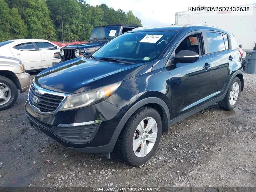 2013 Kia Sportage Lx VIN: KNDPB3A25D7432638 Lot: 40376599