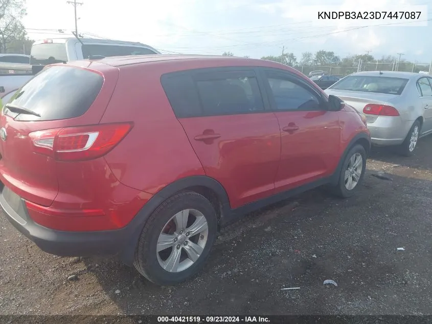 2013 Kia Sportage Lx VIN: KNDPB3A23D7447087 Lot: 40421519