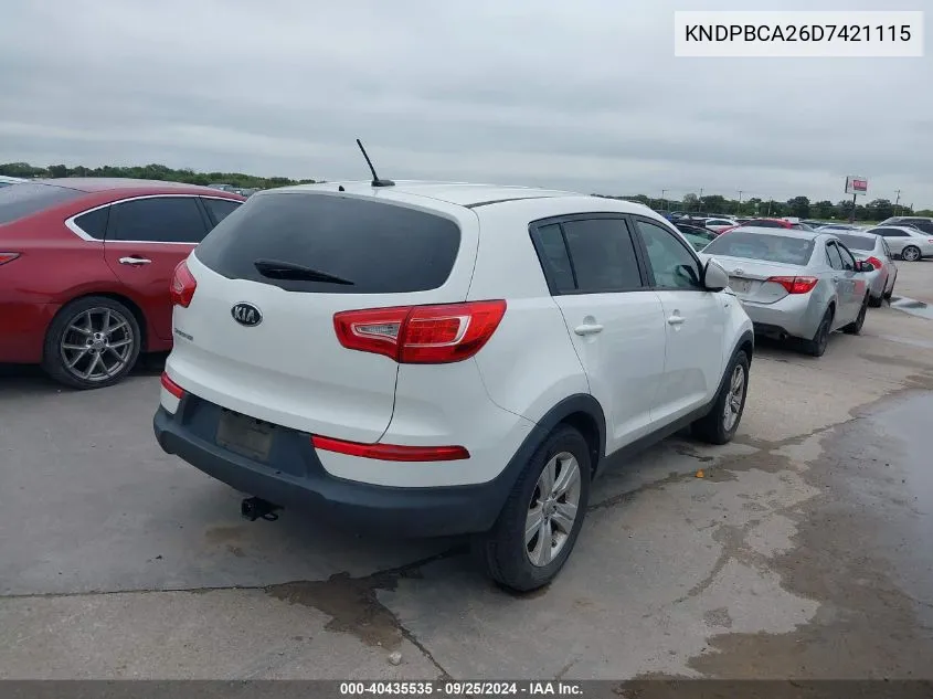 KNDPBCA26D7421115 2013 Kia Sportage Lx