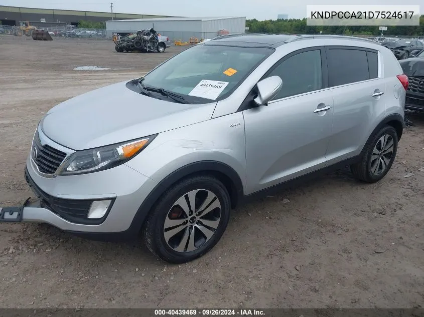 2013 Kia Sportage Ex VIN: KNDPCCA21D7524617 Lot: 40439469