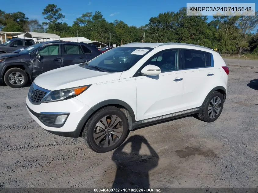 2013 Kia Sportage Ex VIN: KNDPC3A24D7415648 Lot: 40439732