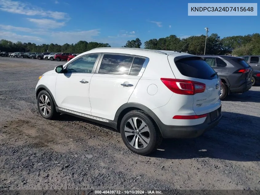 2013 Kia Sportage Ex VIN: KNDPC3A24D7415648 Lot: 40439732