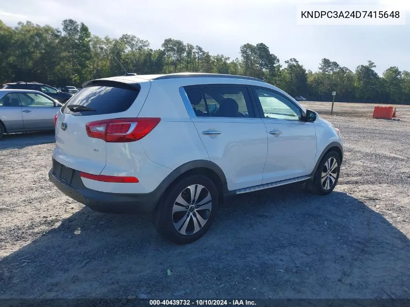 2013 Kia Sportage Ex VIN: KNDPC3A24D7415648 Lot: 40439732