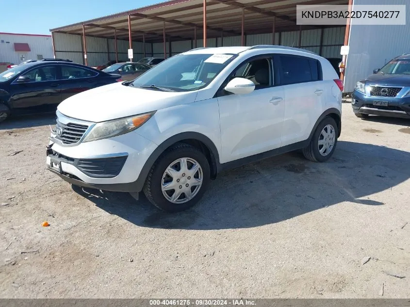 2013 Kia Sportage Lx VIN: KNDPB3A22D7540277 Lot: 40461275