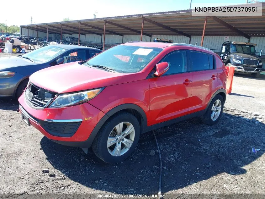 2013 Kia Sportage Lx VIN: KNDPB3A25D7370951 Lot: 40478296