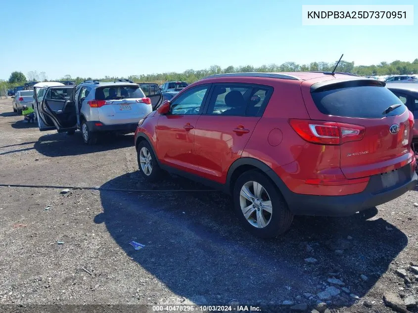 2013 Kia Sportage Lx VIN: KNDPB3A25D7370951 Lot: 40478296