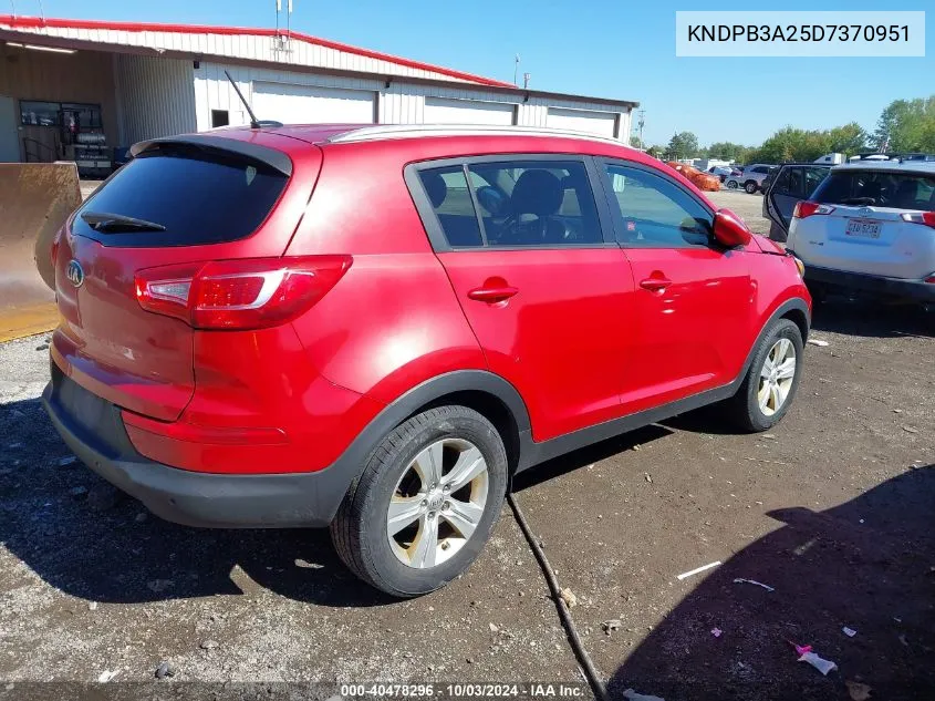 2013 Kia Sportage Lx VIN: KNDPB3A25D7370951 Lot: 40478296