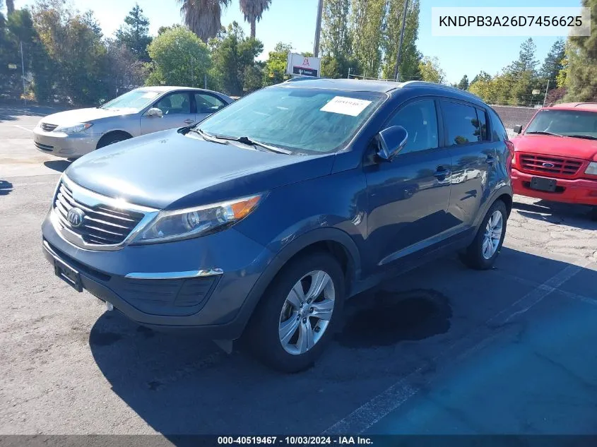 2013 Kia Sportage Lx VIN: KNDPB3A26D7456625 Lot: 40519467