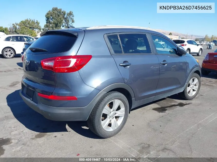 2013 Kia Sportage Lx VIN: KNDPB3A26D7456625 Lot: 40519467