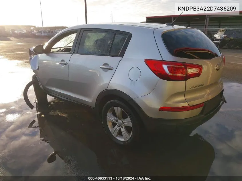 2013 Kia Sportage Lx VIN: KNDPB3A22D7436209 Lot: 40633113