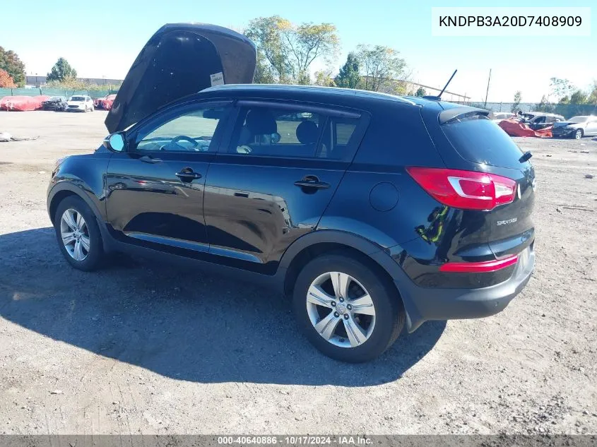 2013 Kia Sportage Lx VIN: KNDPB3A20D7408909 Lot: 40640886