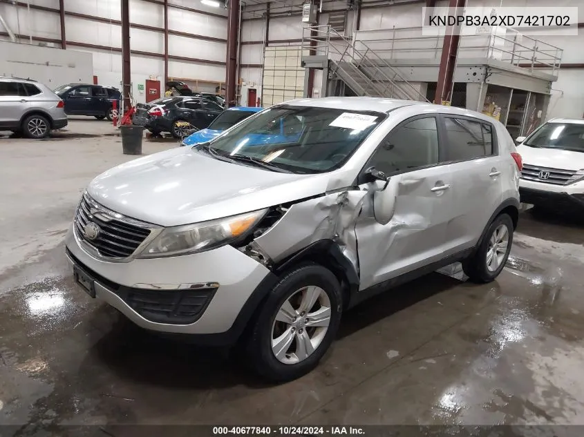 2013 Kia Sportage Lx VIN: KNDPB3A2XD7421702 Lot: 40677840