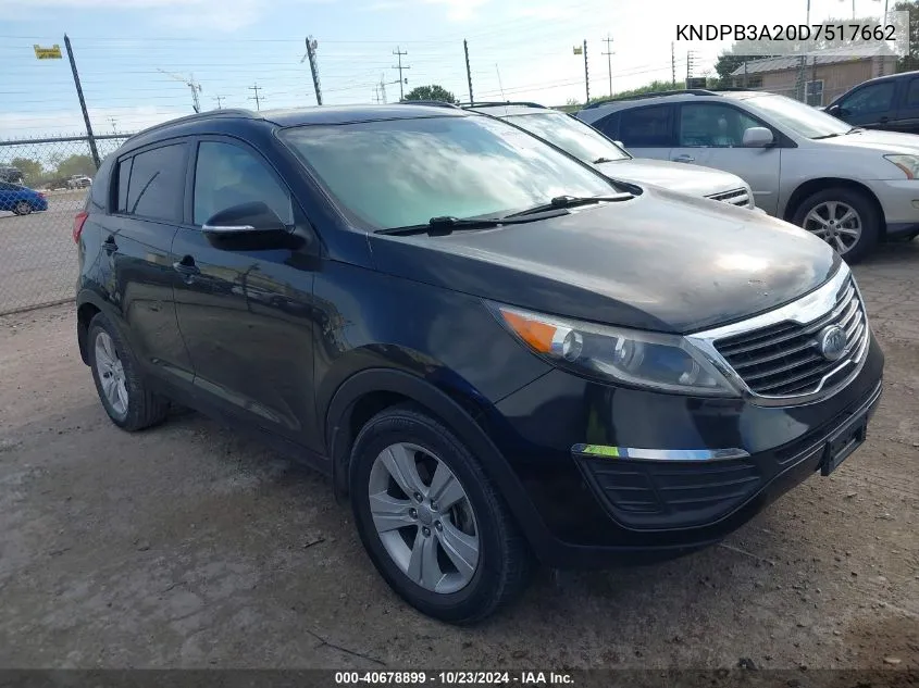 2013 Kia Sportage Lx VIN: KNDPB3A20D7517662 Lot: 40678899