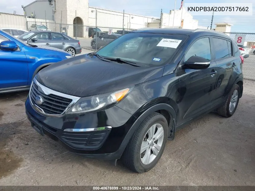 2013 Kia Sportage Lx VIN: KNDPB3A20D7517662 Lot: 40678899