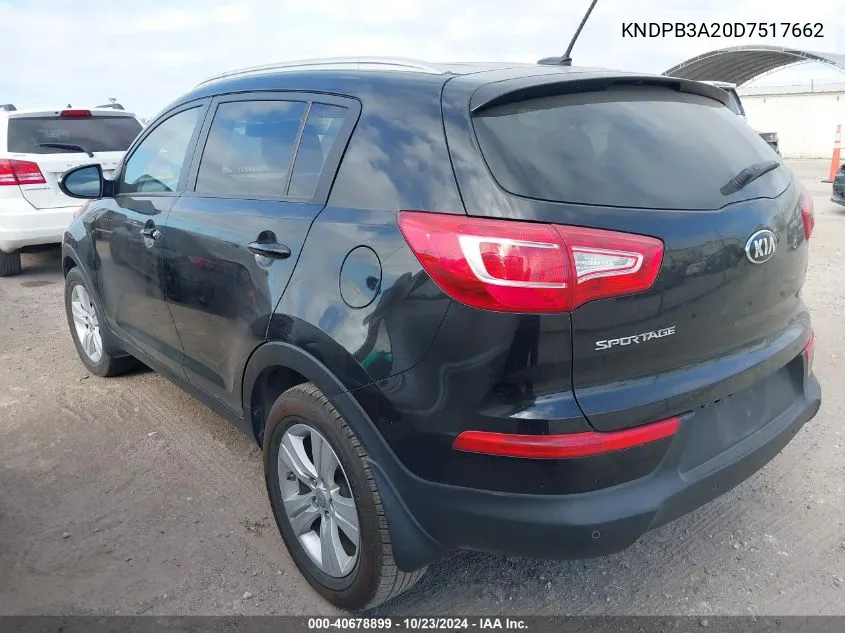 2013 Kia Sportage Lx VIN: KNDPB3A20D7517662 Lot: 40678899