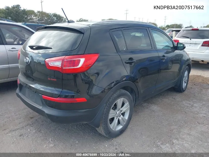 2013 Kia Sportage Lx VIN: KNDPB3A20D7517662 Lot: 40678899