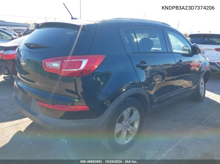 2013 Kia Sportage Lx VIN: KNDPB3A23D7374206 Lot: 40693862