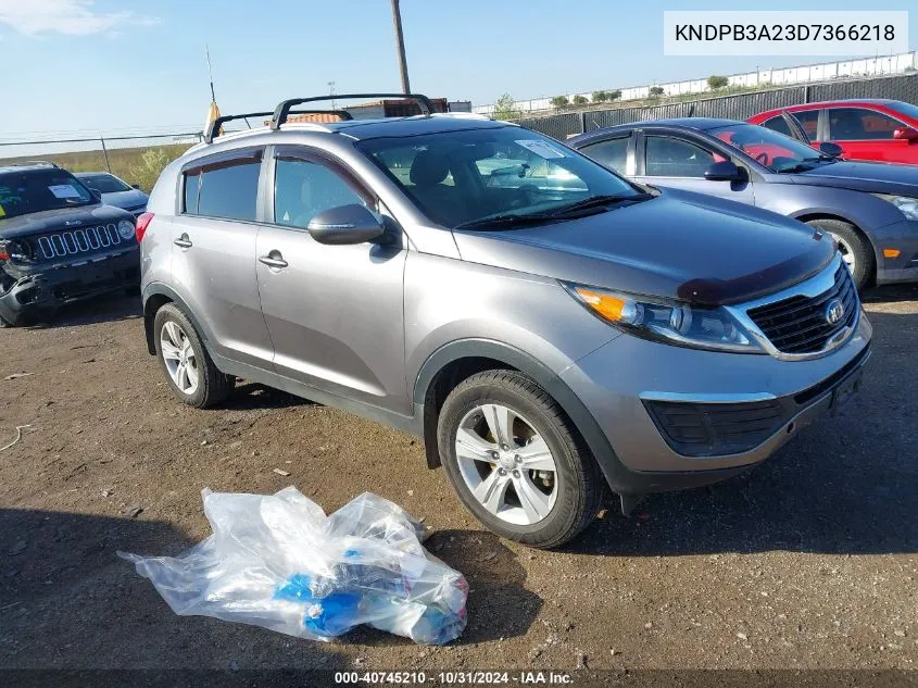 2013 Kia Sportage Lx VIN: KNDPB3A23D7366218 Lot: 40745210