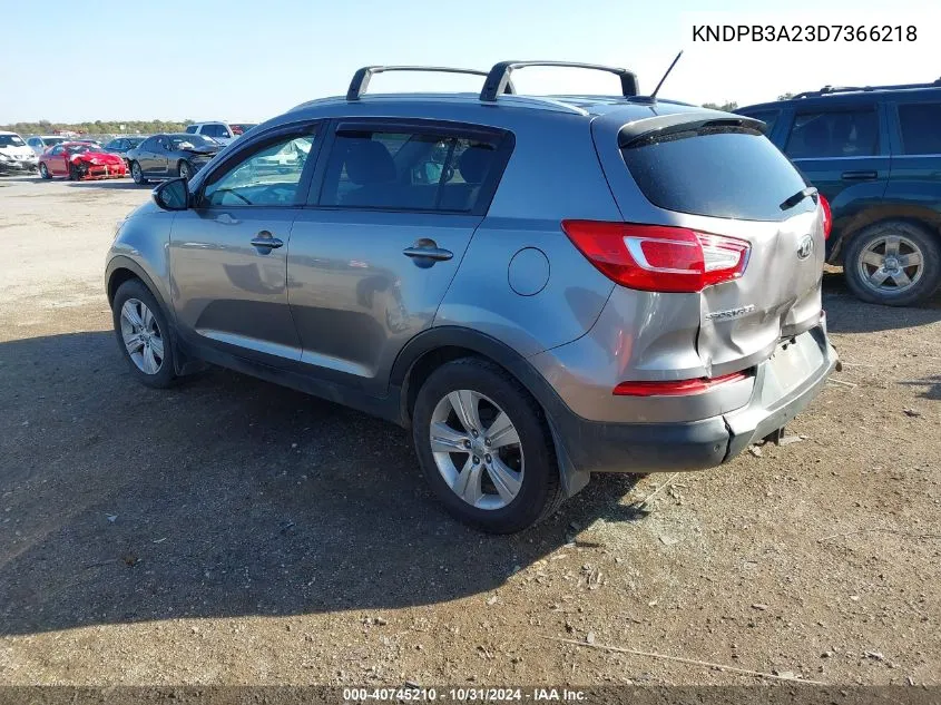 2013 Kia Sportage Lx VIN: KNDPB3A23D7366218 Lot: 40745210