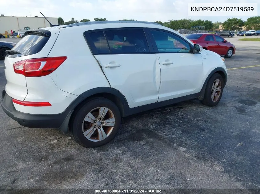 2013 Kia Sportage Lx VIN: KNDPBCA24D7519589 Lot: 40760884