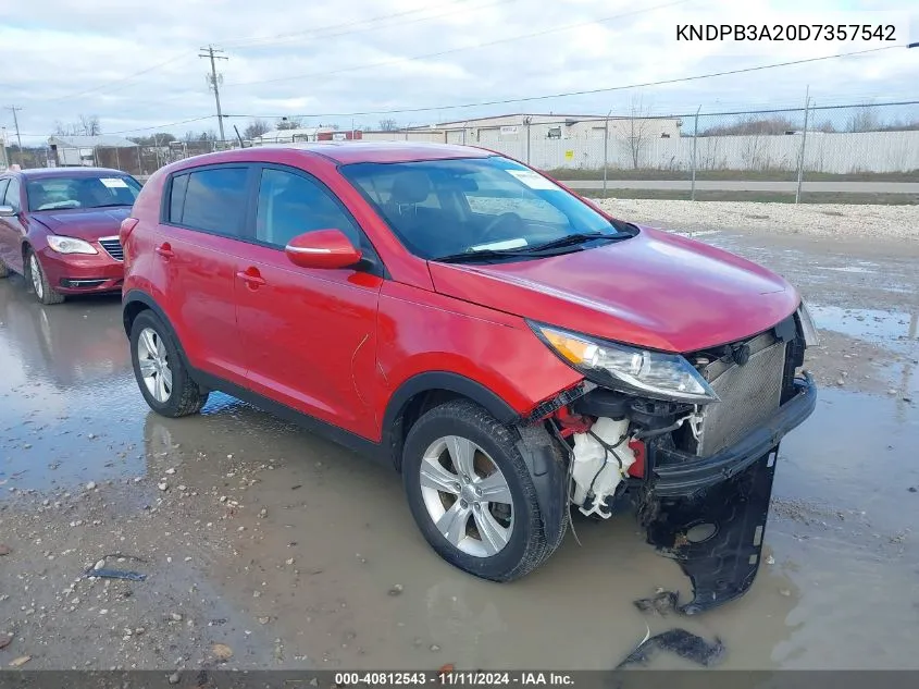 2013 Kia Sportage Lx VIN: KNDPB3A20D7357542 Lot: 40812543