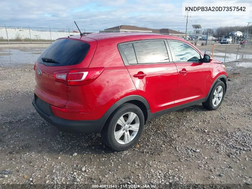 2013 Kia Sportage Lx VIN: KNDPB3A20D7357542 Lot: 40812543