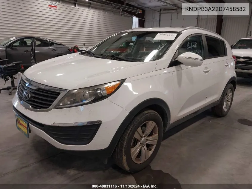 2013 Kia Sportage Lx VIN: KNDPB3A22D7458582 Lot: 40831116