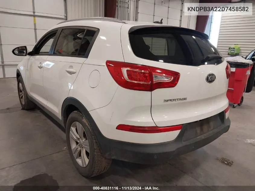 2013 Kia Sportage Lx VIN: KNDPB3A22D7458582 Lot: 40831116