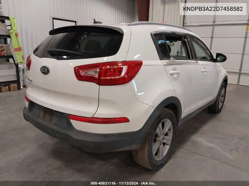 2013 Kia Sportage Lx VIN: KNDPB3A22D7458582 Lot: 40831116