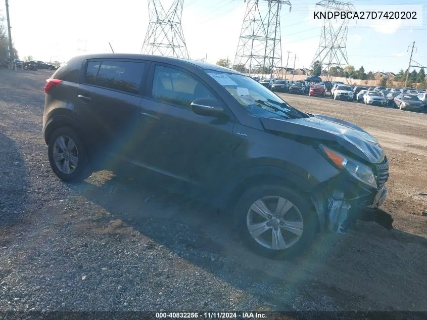 2013 Kia Sportage Lx VIN: KNDPBCA27D7420202 Lot: 40832256