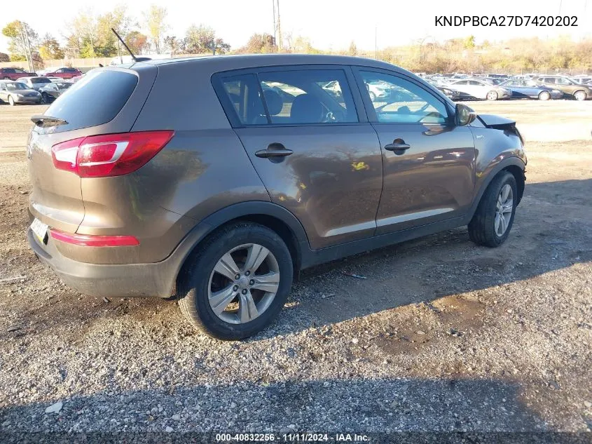 2013 Kia Sportage Lx VIN: KNDPBCA27D7420202 Lot: 40832256