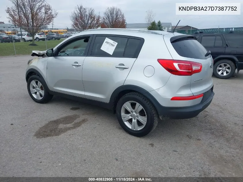 2013 Kia Sportage Lx VIN: KNDPB3A27D7387752 Lot: 40832905