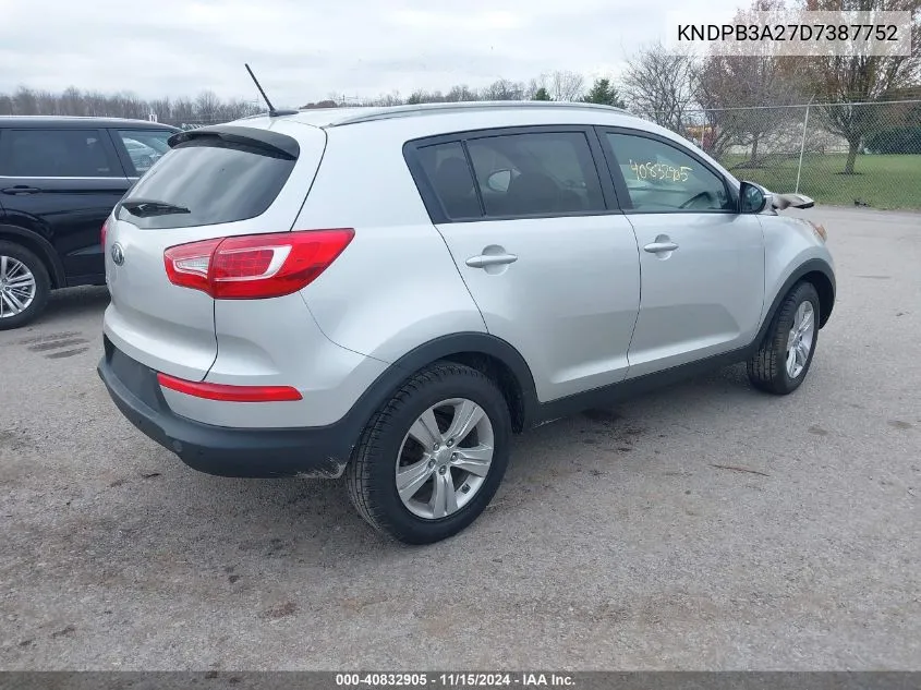 2013 Kia Sportage Lx VIN: KNDPB3A27D7387752 Lot: 40832905