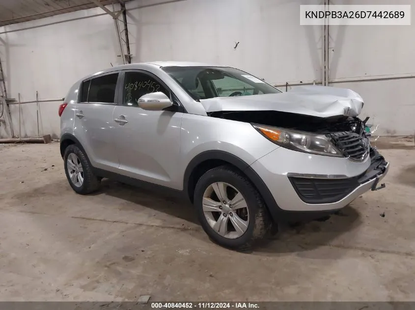 2013 Kia Sportage Lx VIN: KNDPB3A26D7442689 Lot: 40840452