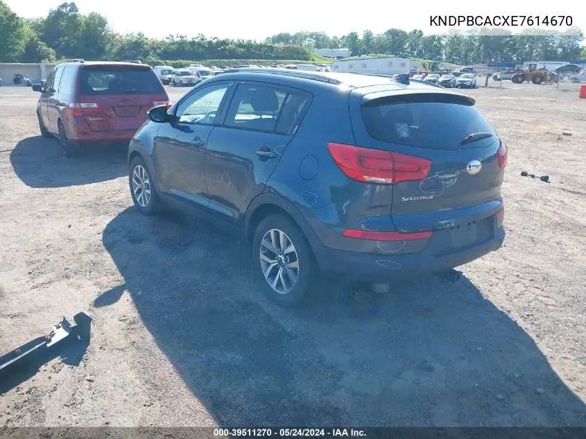 2014 Kia Sportage Lx VIN: KNDPBCACXE7614670 Lot: 39511270