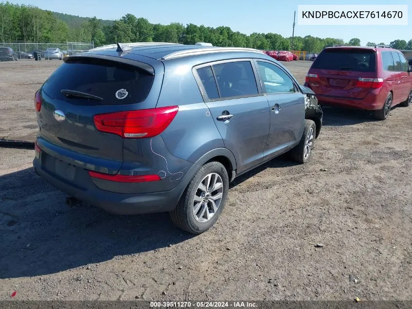 2014 Kia Sportage Lx VIN: KNDPBCACXE7614670 Lot: 39511270