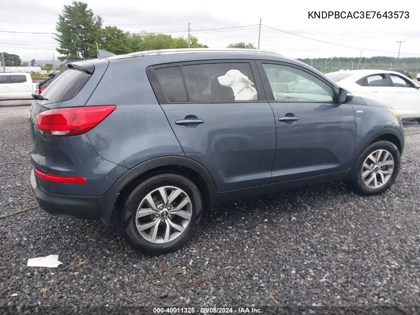 2014 Kia Sportage Lx VIN: KNDPBCAC3E7643573 Lot: 40011325