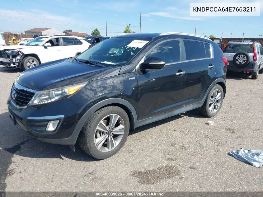 2014 Kia Sportage Sx VIN: KNDPCCA64E7663211 Lot: 40039626