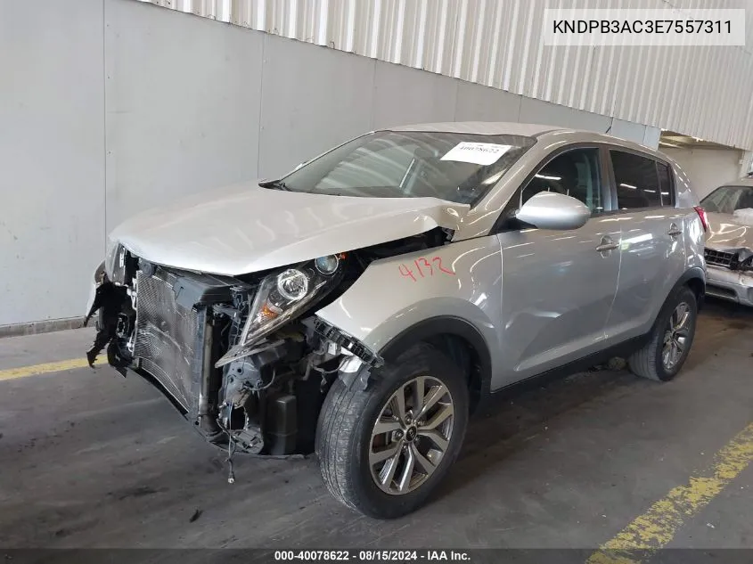 2014 Kia Sportage Lx VIN: KNDPB3AC3E7557311 Lot: 40078622