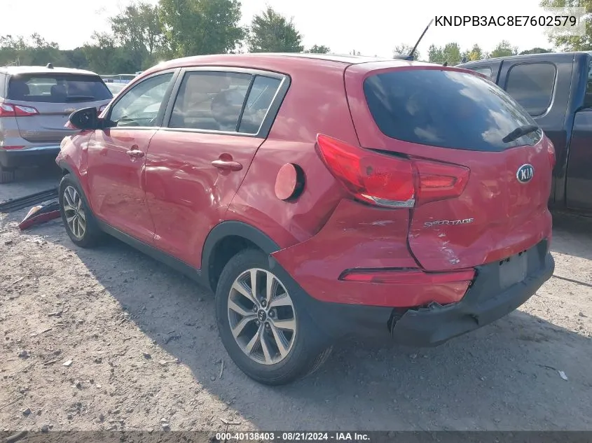 2014 Kia Sportage Lx VIN: KNDPB3AC8E7602579 Lot: 40138403