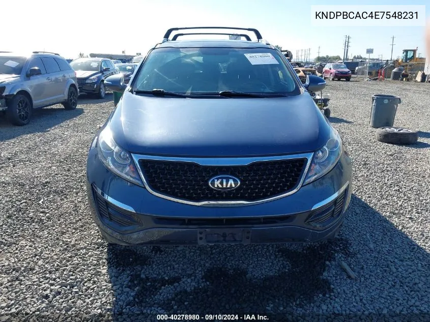 2014 Kia Sportage Lx VIN: KNDPBCAC4E7548231 Lot: 40278980