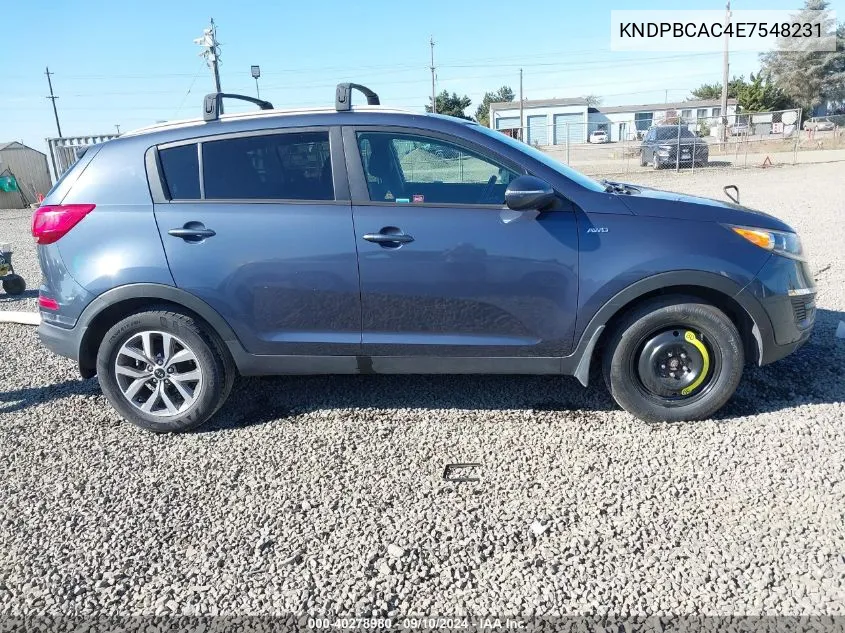 KNDPBCAC4E7548231 2014 Kia Sportage Lx