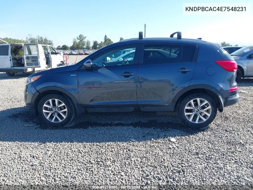 2014 Kia Sportage Lx VIN: KNDPBCAC4E7548231 Lot: 40278980