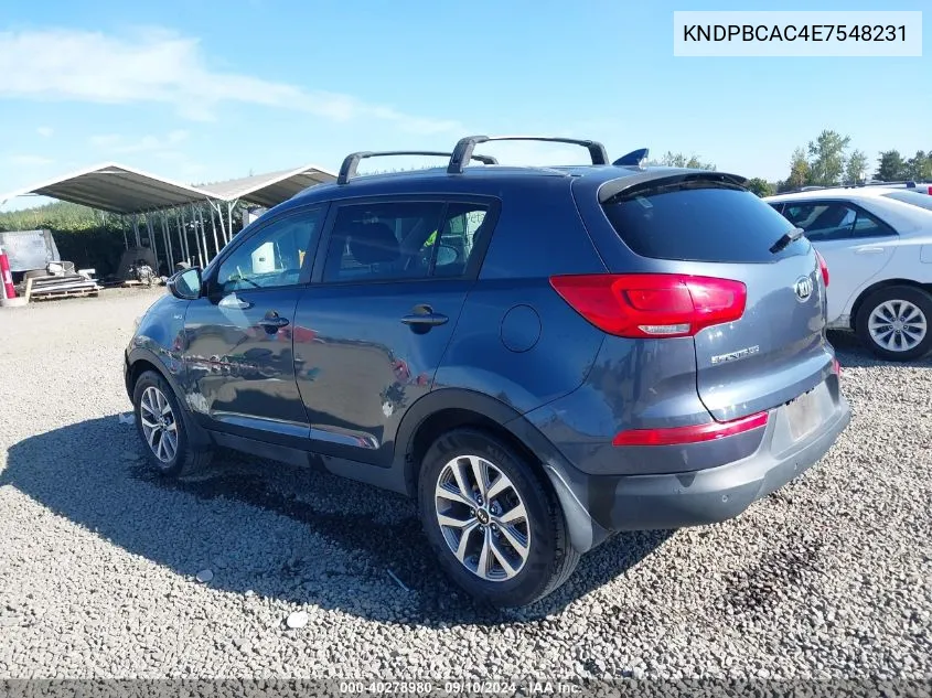 KNDPBCAC4E7548231 2014 Kia Sportage Lx