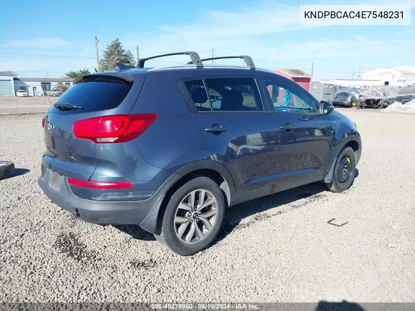 KNDPBCAC4E7548231 2014 Kia Sportage Lx