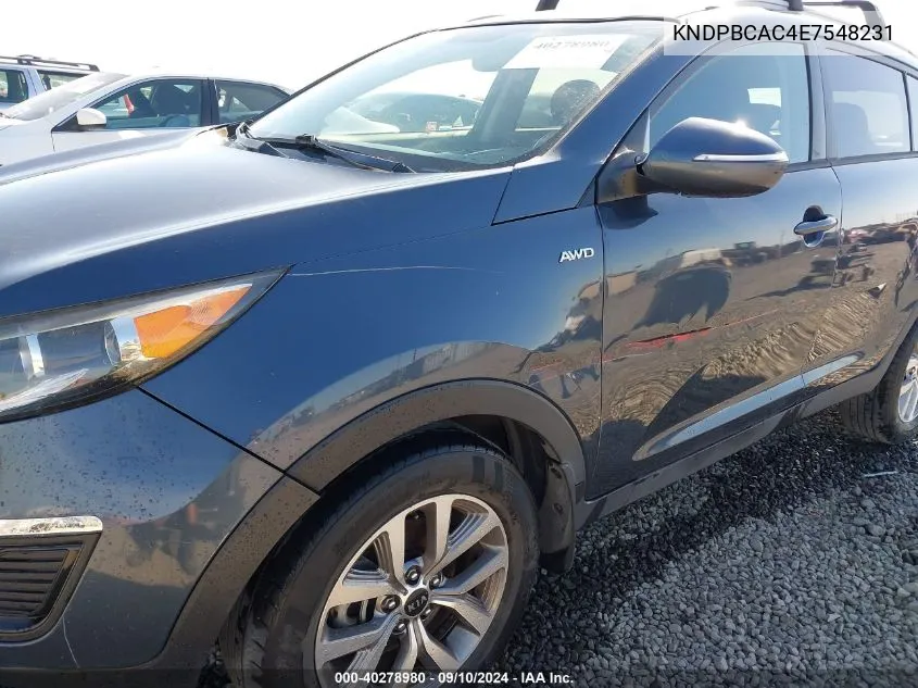 KNDPBCAC4E7548231 2014 Kia Sportage Lx